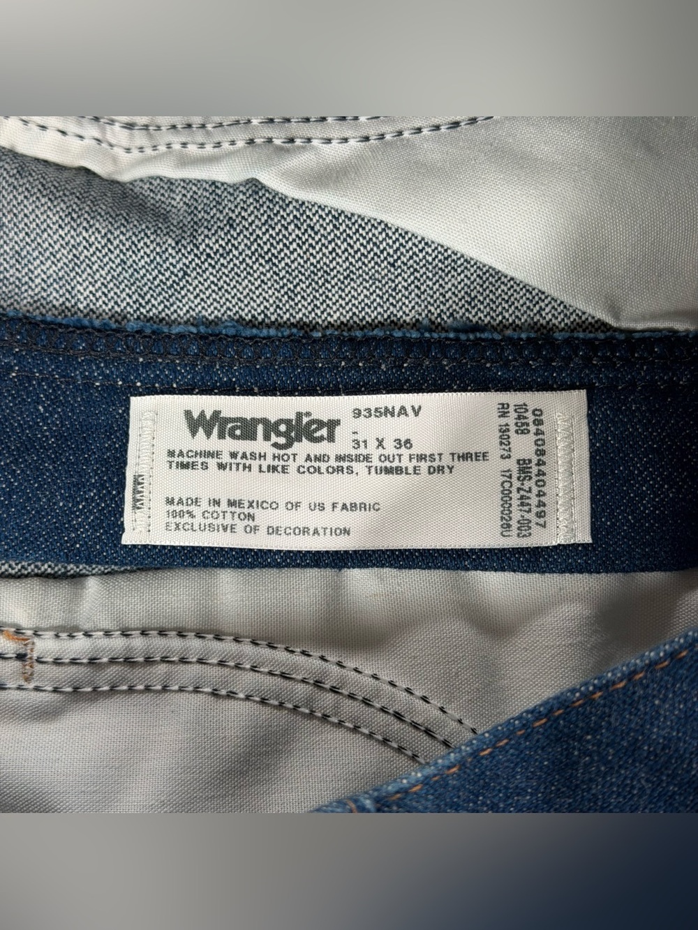 Wrangler 935NAV Cowboy Cut Bootcut Jeans Mens 31x36 Dark Blue Rigid 100% Cotton - Picture 4 of 12
